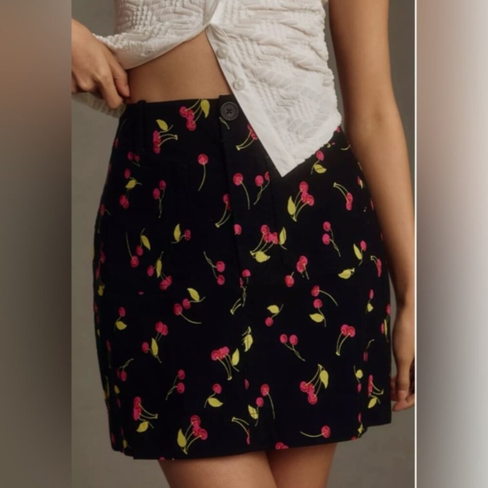 Maeve by Anthropology Cherry Print Mini Skirt size XS